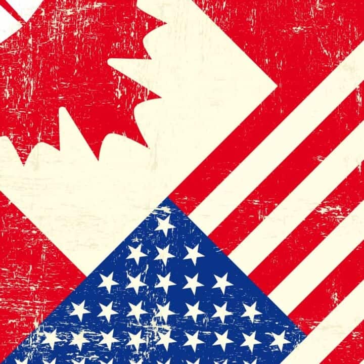 Canadian and American flag