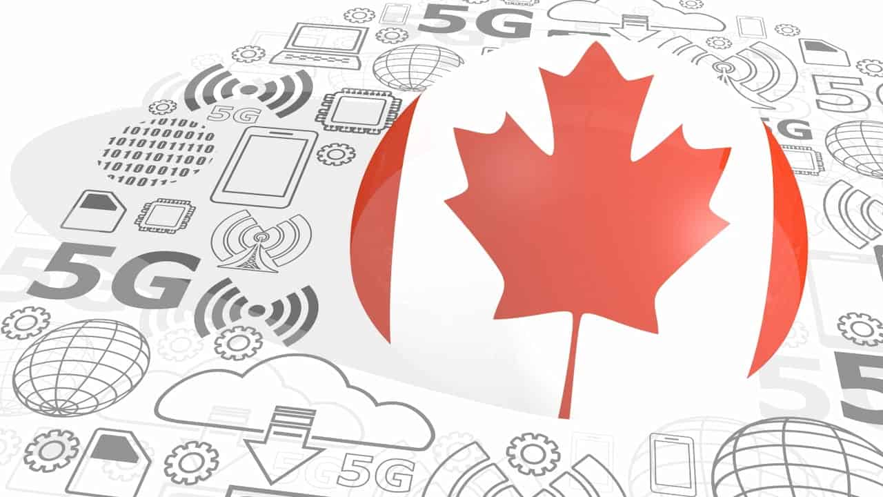 5g technology icons and Canadian flag