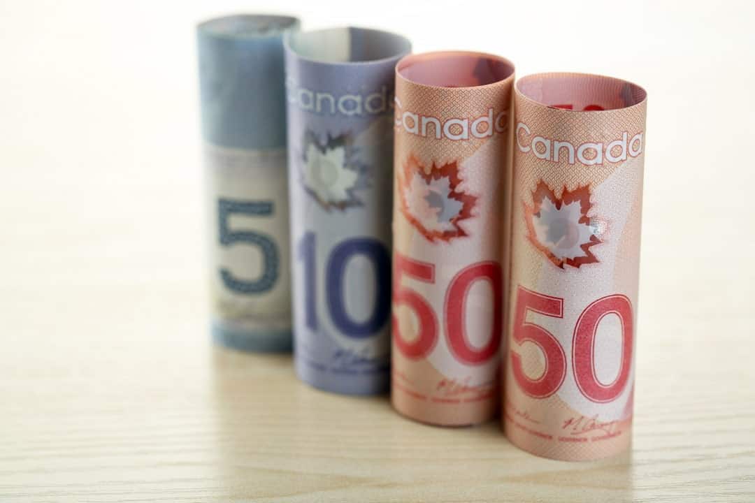 Canadian dollars in rolls