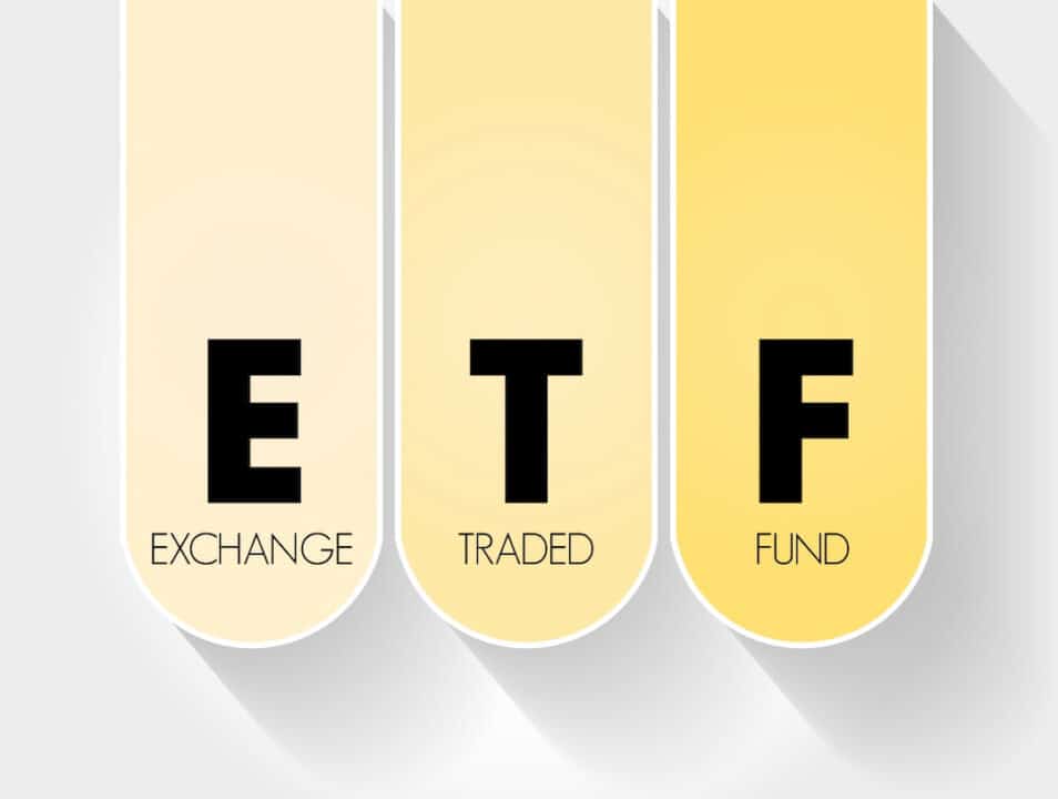 ETF black letters on the yellow background