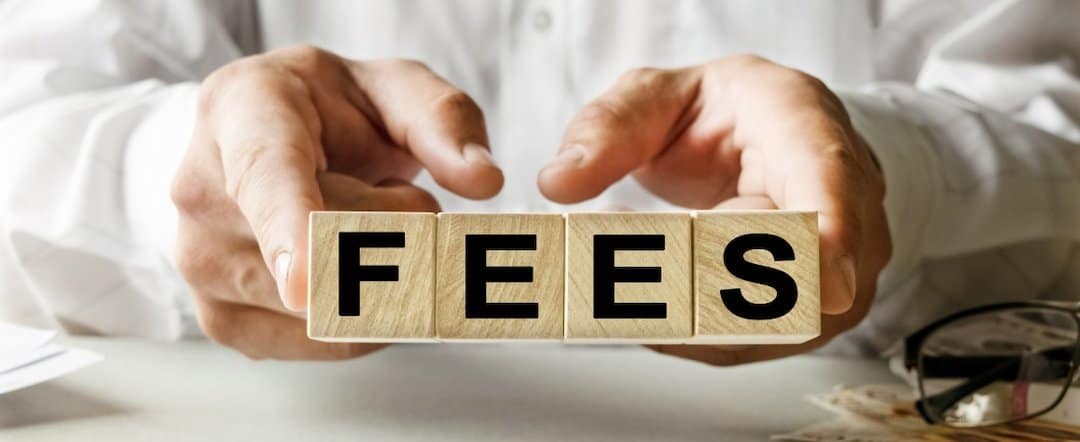 fees written on wooden cubes