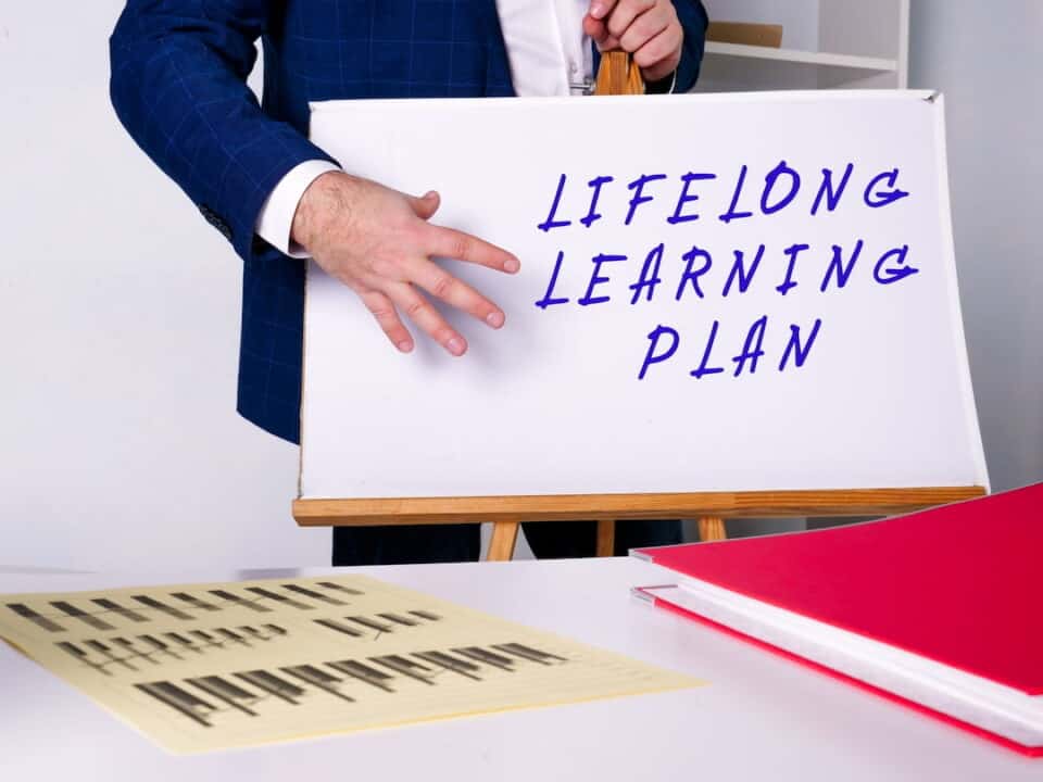 a person showing the panel with Lifelong Learning Plan