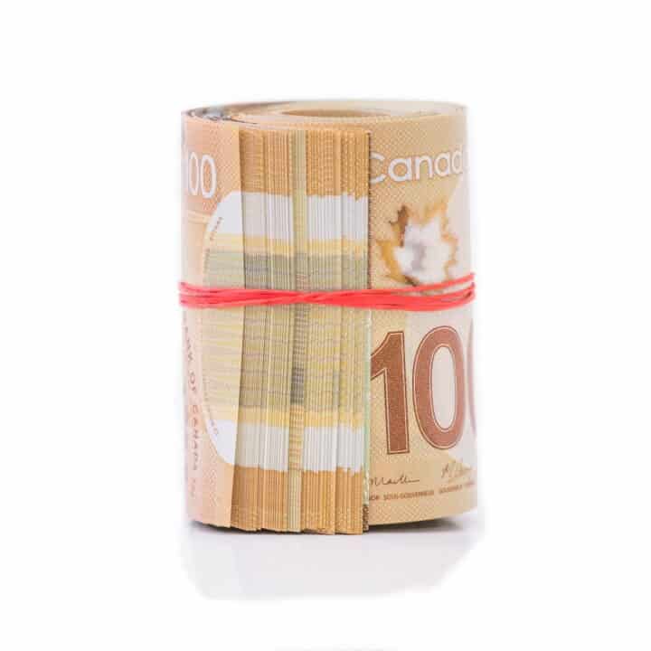 Canadian money in roll