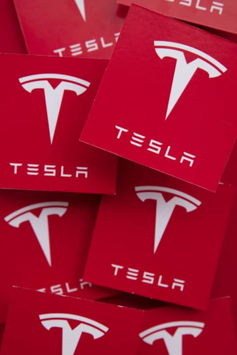 Tesla white and red logo