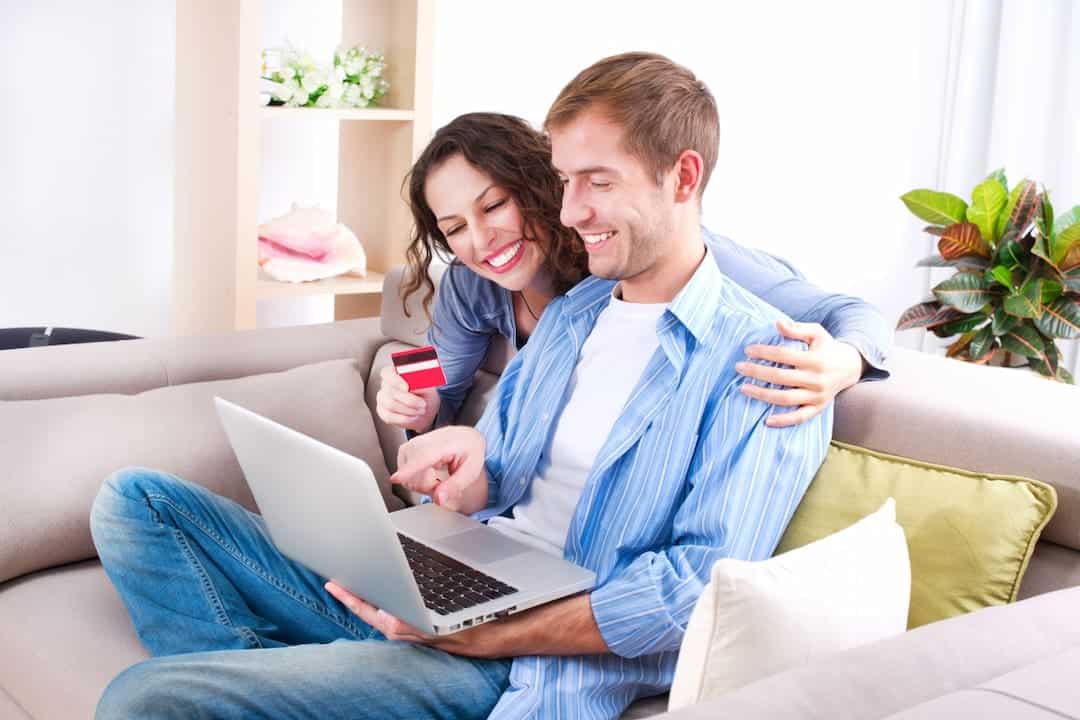 Young couple shopping online