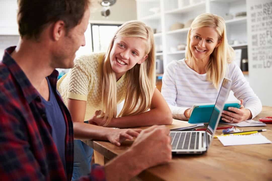 A family laughing together