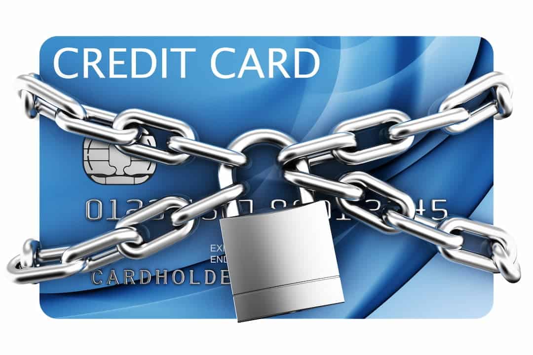 a credit card with chains and lock