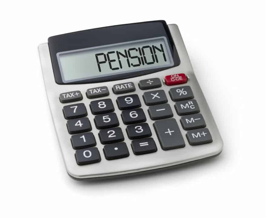 word PENSION on calculator display