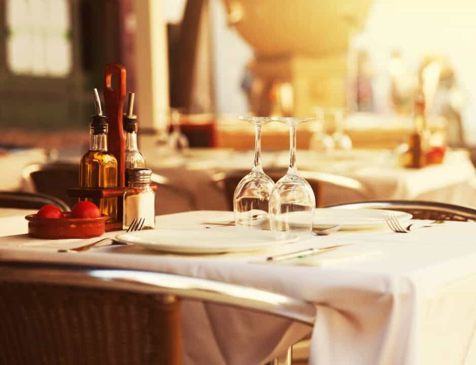 a table in the restaurant