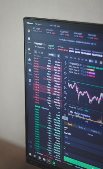 stock trading platform displayed on the monitor