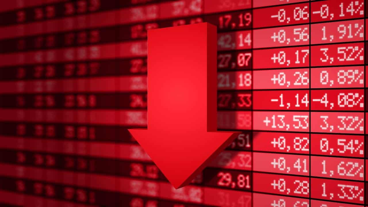 stock board showing value decreasing